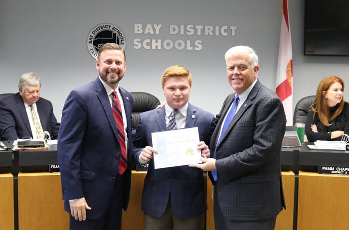 Bay District School awarding a student